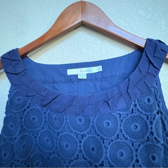 Boden Navy Crochet Lace Sleeveless Shift Dress Women’s Size 8 Cotton Eyelet - Picture 6 of 8